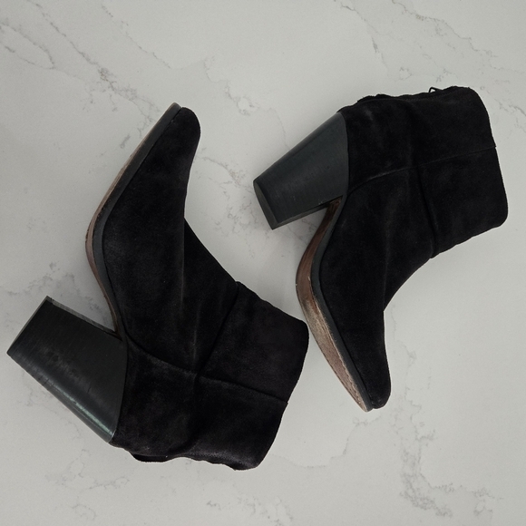 Rag & Bone Classic Newbury Heeled Ankle Boot Asphalt Black Suede Bootie Size 40 - Picture 2 of 11